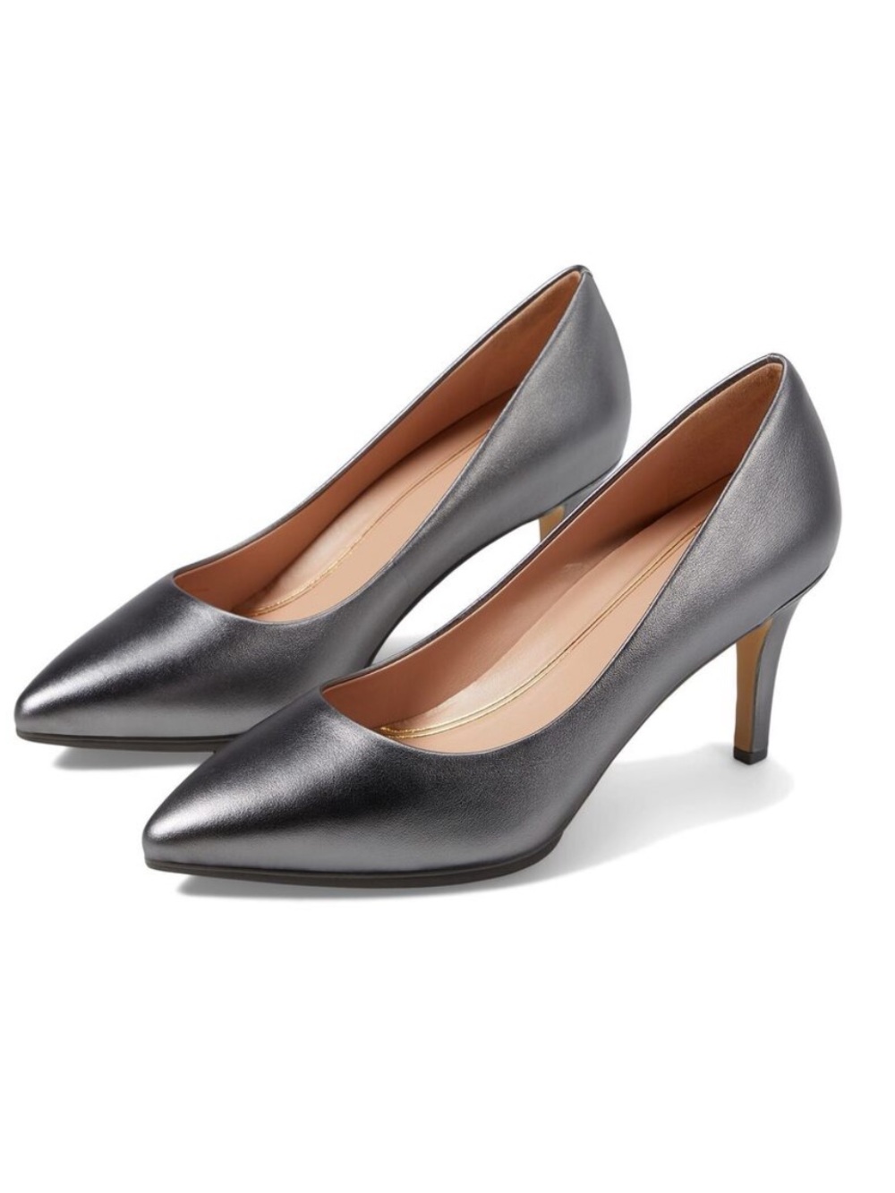 Cole Haan Grand Ambition 75mm Pump Dark Silver Leather Heels Women’s Sz 10B NEW